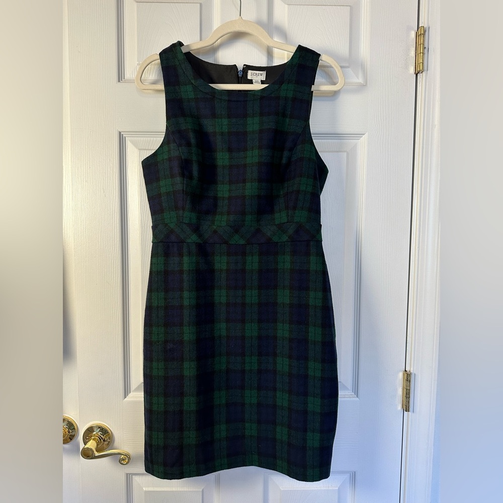 J. Crew Plaid Sheath Wool Dress, Petite 6, NWOT